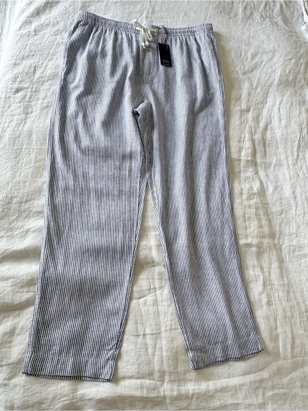 Daniel Hechter Paris Linen Blend Stripe Drawstring Pants XL NWT Resort Beach